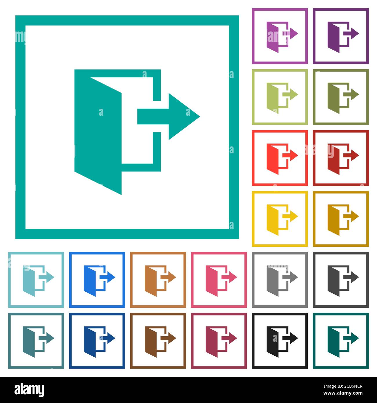 Leave flat color icons with quadrant frames on white background Stock ...