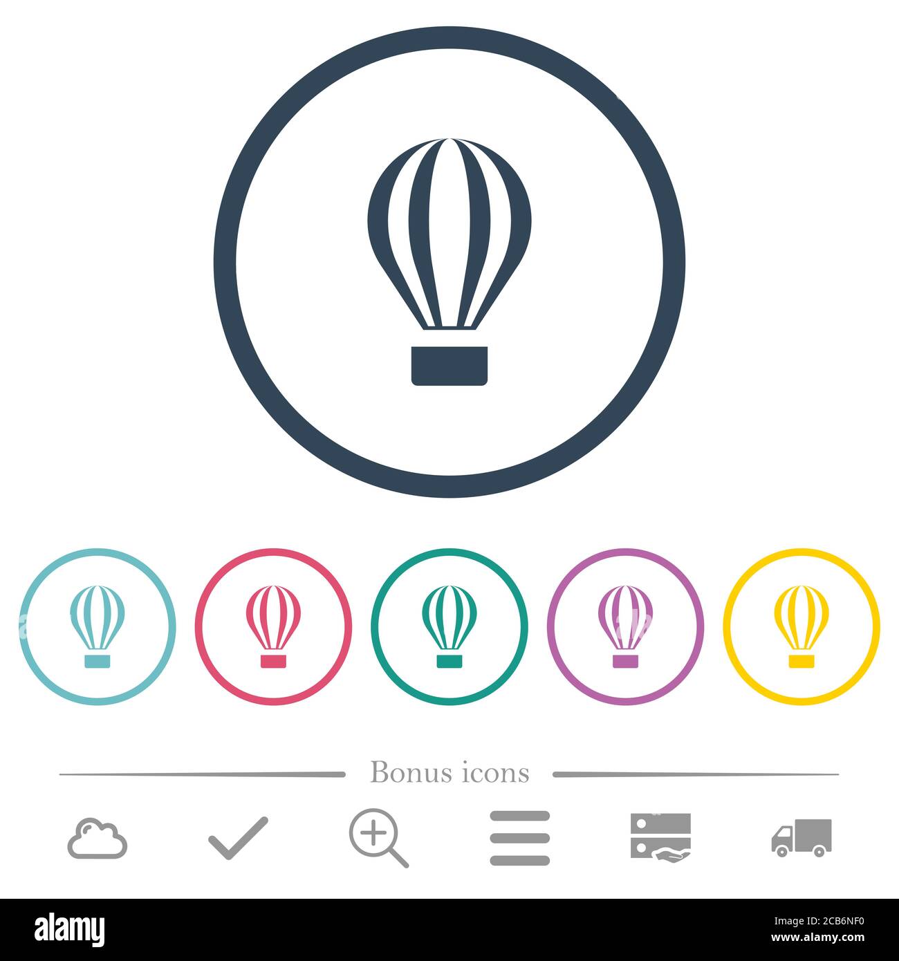 Air balloon flat color icons in round outlines. 6 bonus icons included ...