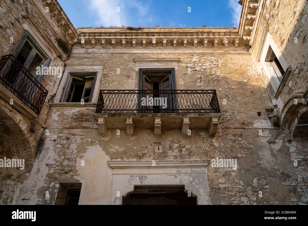 The ghost town of Craco, Matera province, Basilicata, Italy, Europe. Stock Photo