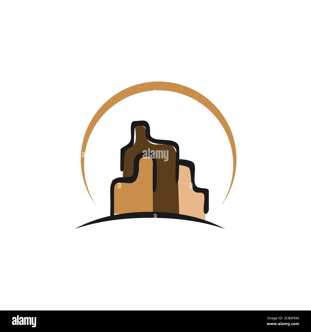 flat silhouette of rocky mountain grand canyon logo design vector illustration Stock Vector