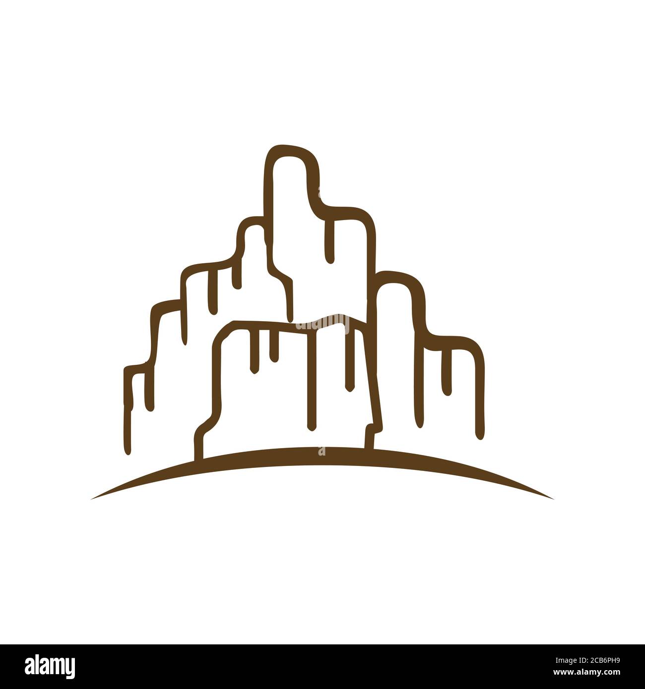 flat silhouette of rocky mountain grand canyon logo design vector illustration Stock Vector
