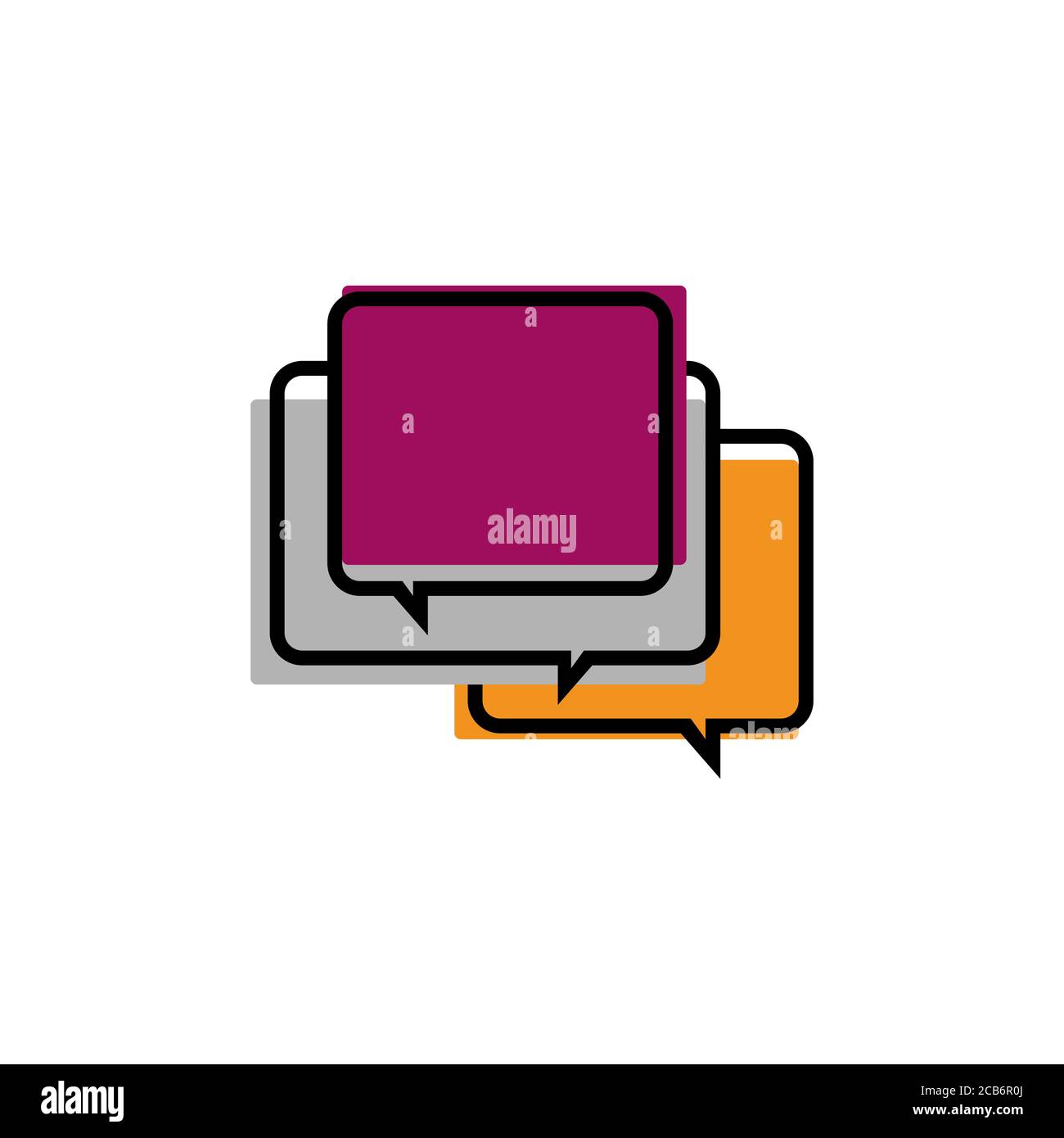 stylish overlapping square shape of speech bubble chat graphic vector logo design Stock Vector