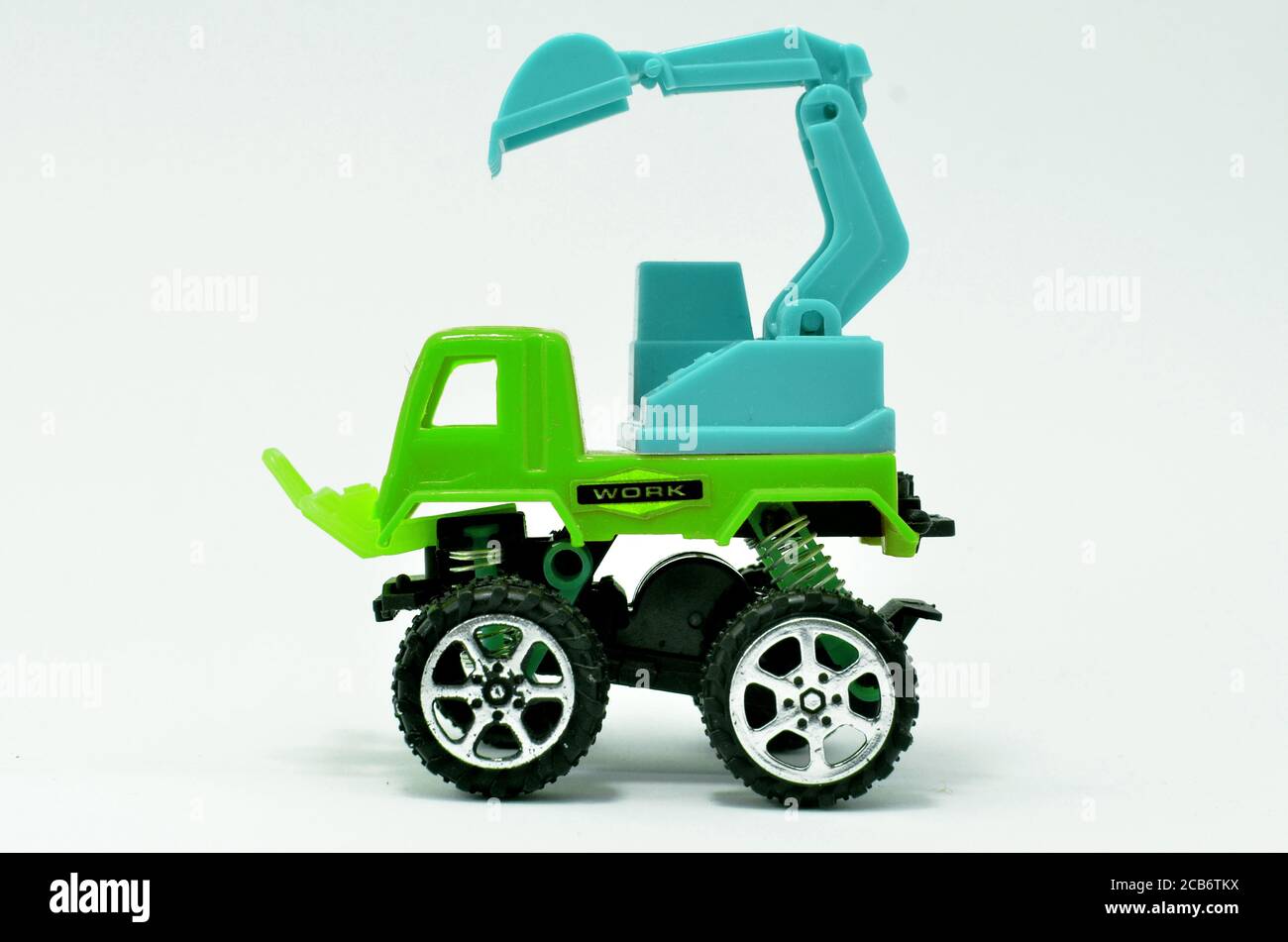 Car plastic truck and excavator toy for kids to have fun with there learning Stock Photo