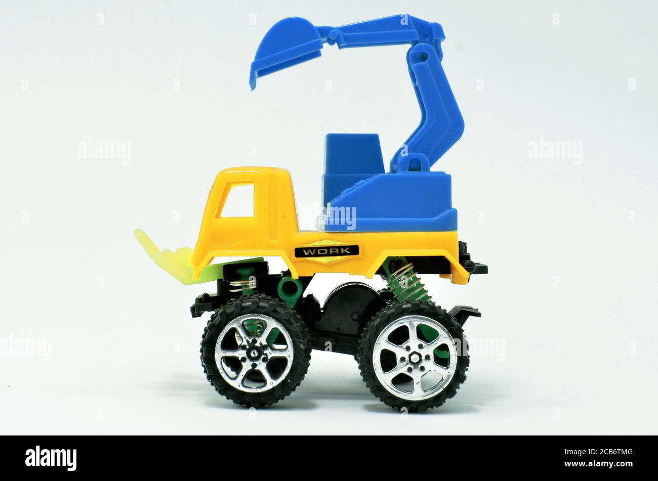 Car plastic truck and excavator toy for kids to have fun with there learning Stock Photo