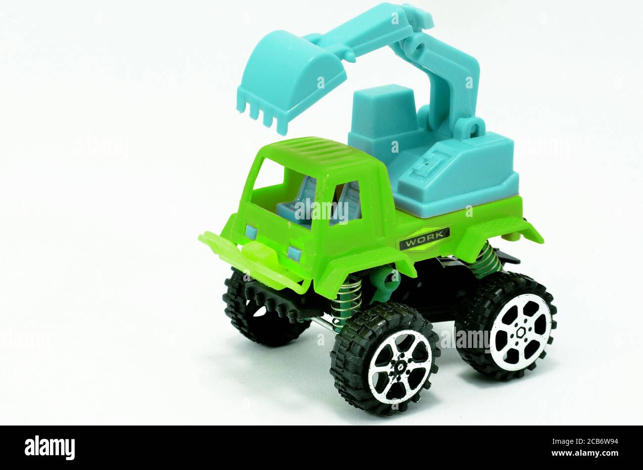 Car plastic truck and excavator toy for kids to have fun with there learning Stock Photo