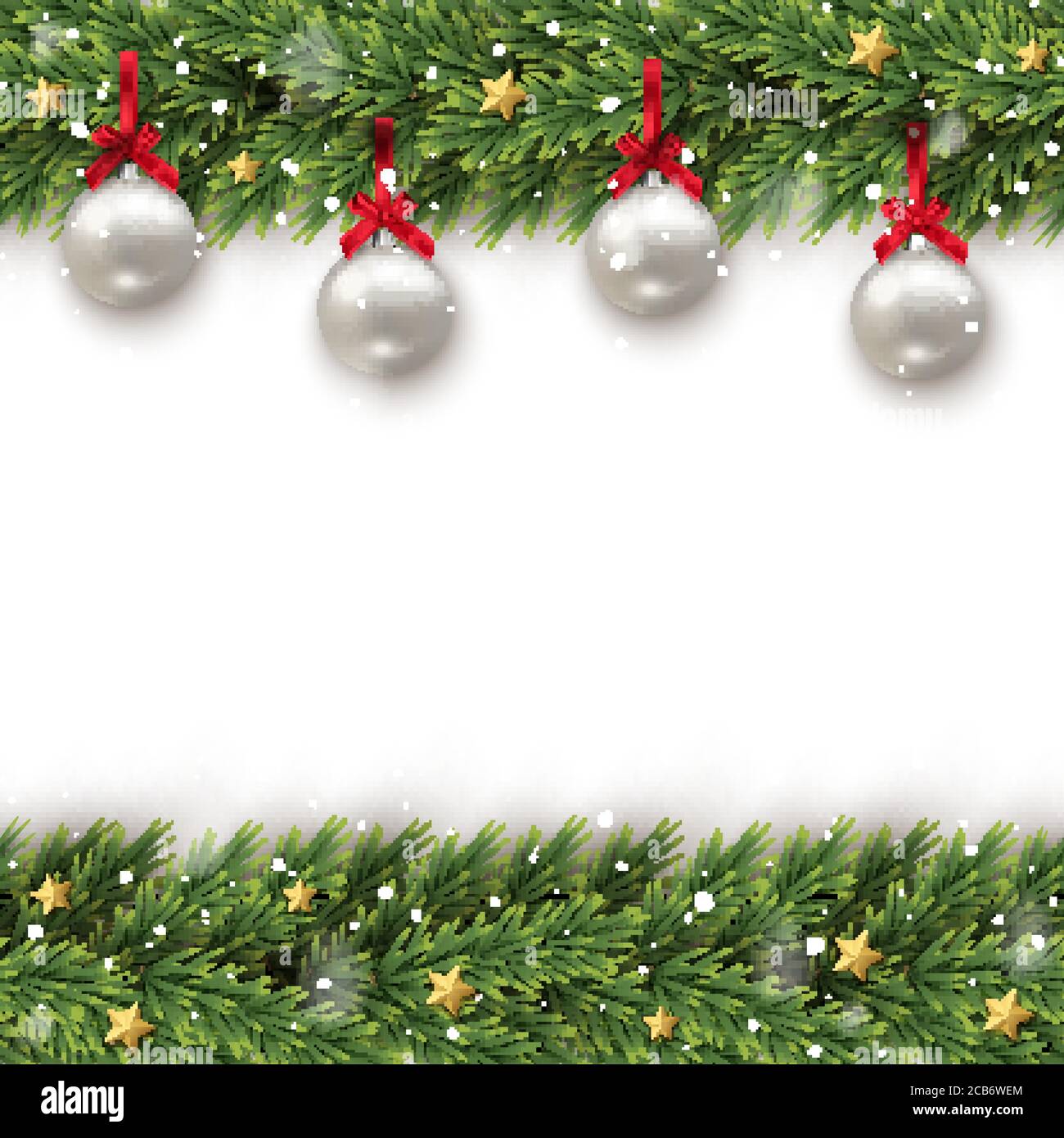 Fir tree branch decorated with toy frame template Stock Vector Image ...
