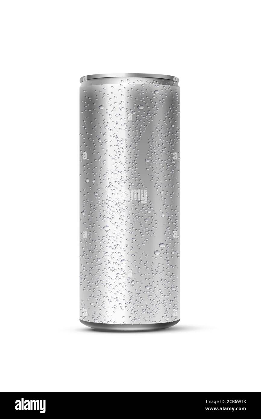 Vector realistic mockup metal can with water drops Stock Vector