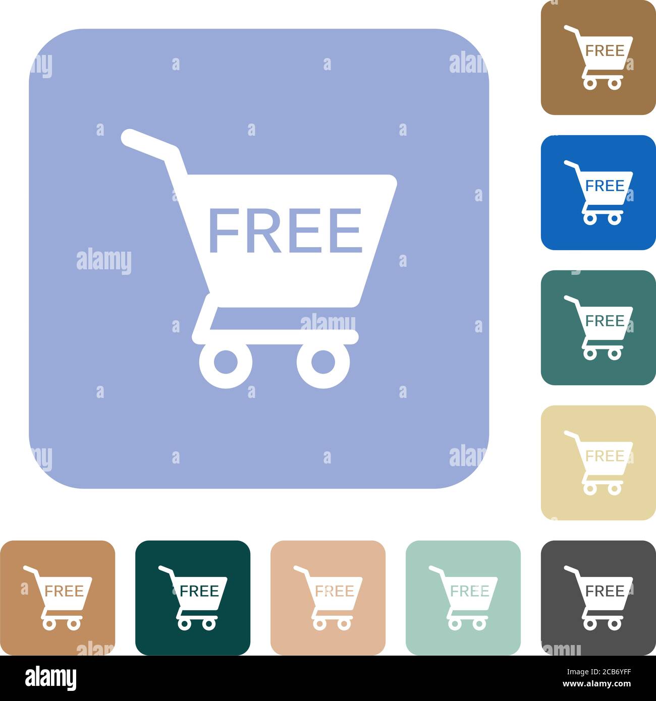 Free shopping cart white flat icons on color rounded square backgrounds ...