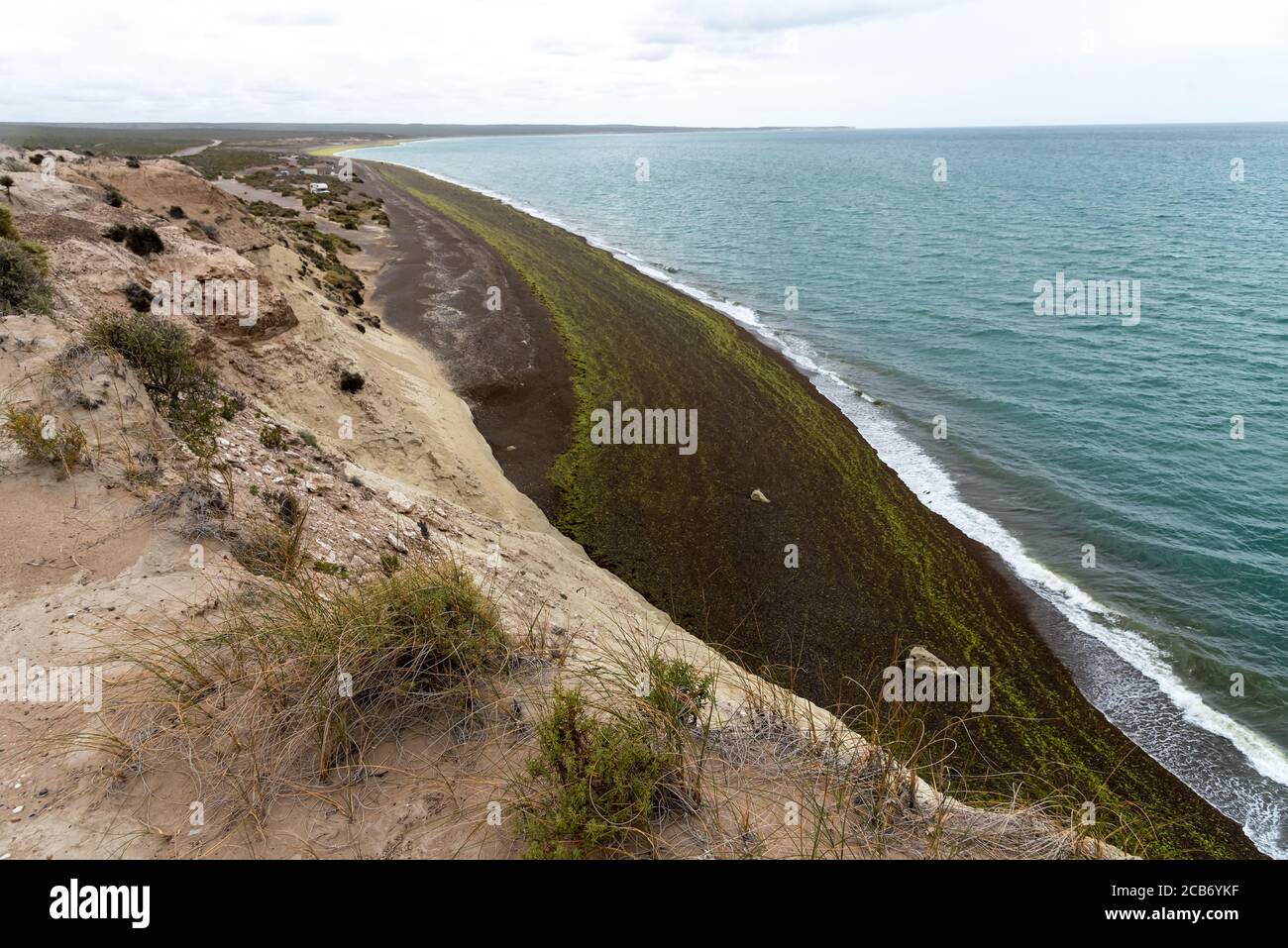 Aerial view of an empty beach in Peninsula Valdes, Argentina Stock Photo