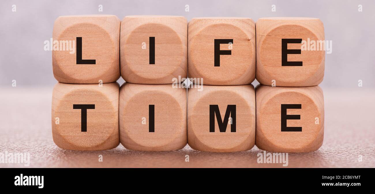 life time printed on wooden cubes Stock Photo