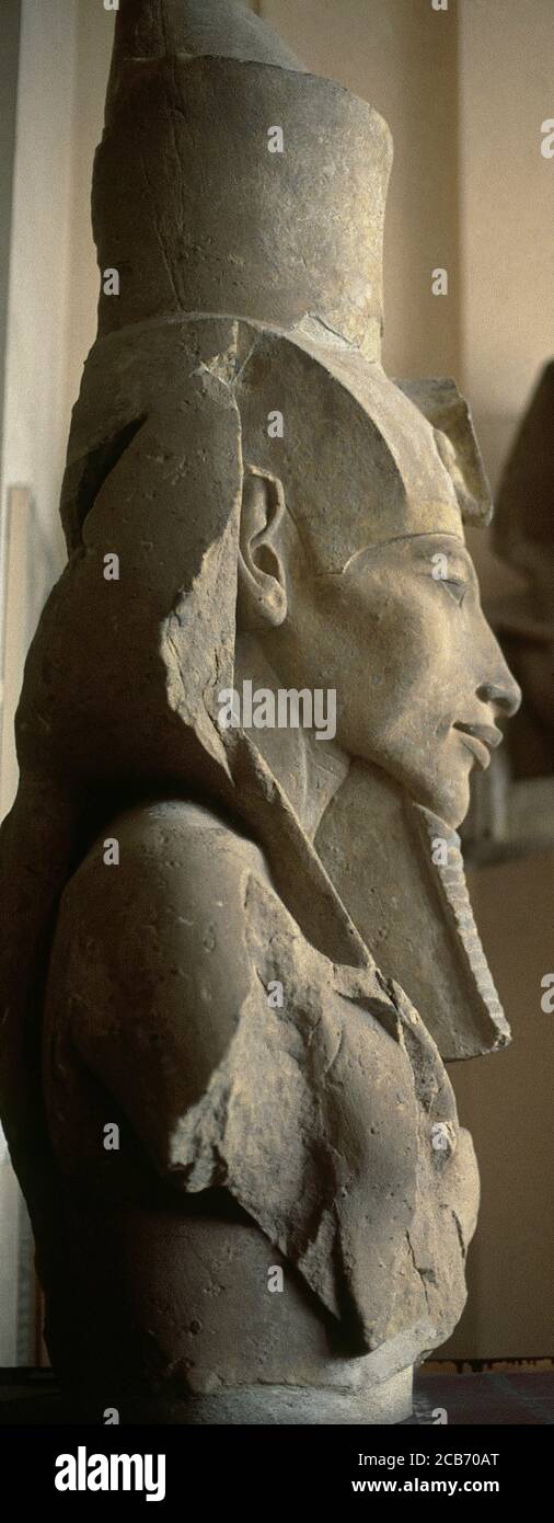 Statue of pharaoh Akhenaten. New Kingdom of Egypt. 18th Dynasty. The Amarna period. Museum of Cairo. Egypt. Stock Photo