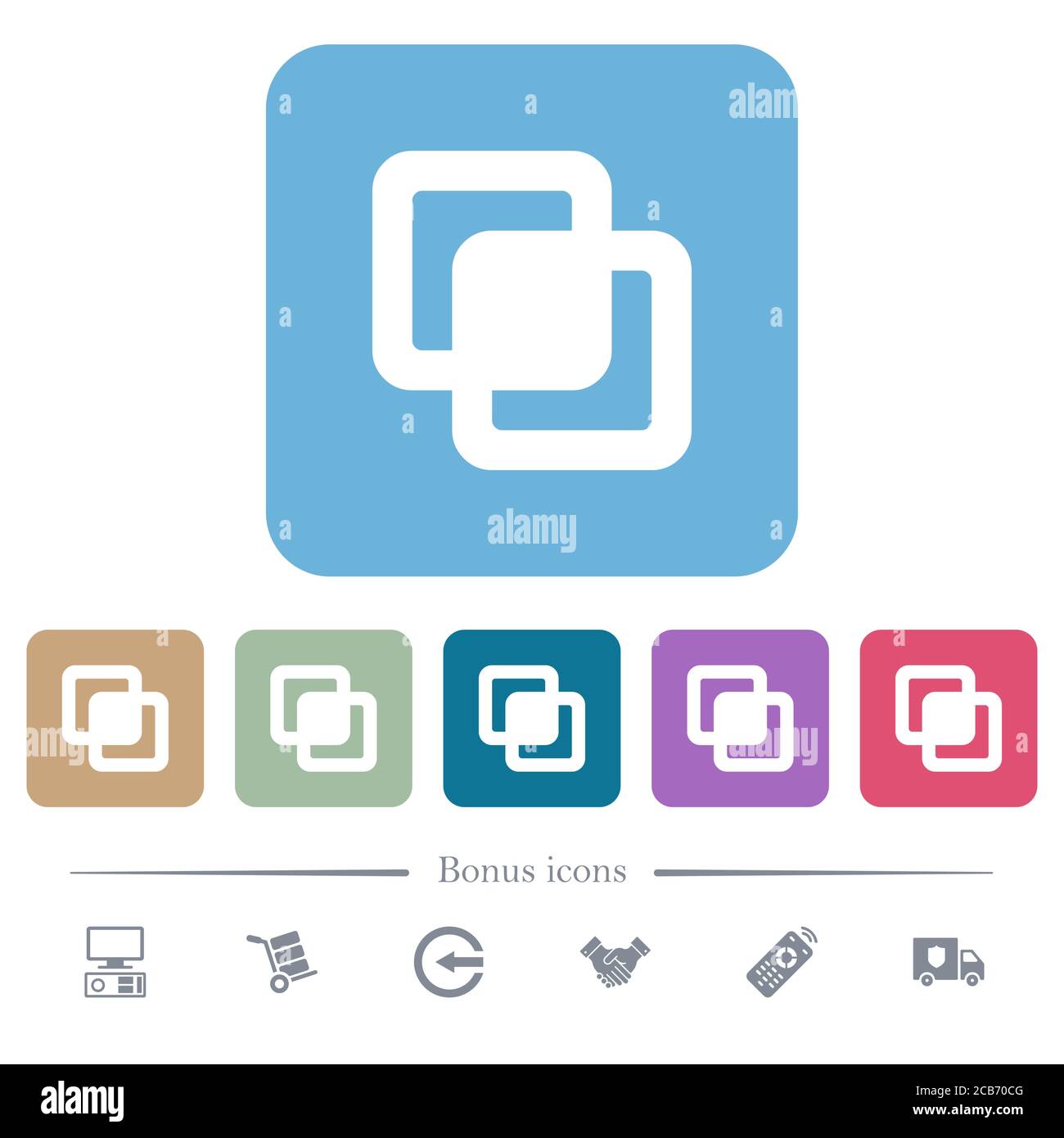 Intersect shapes white flat icons on color rounded square backgrounds ...