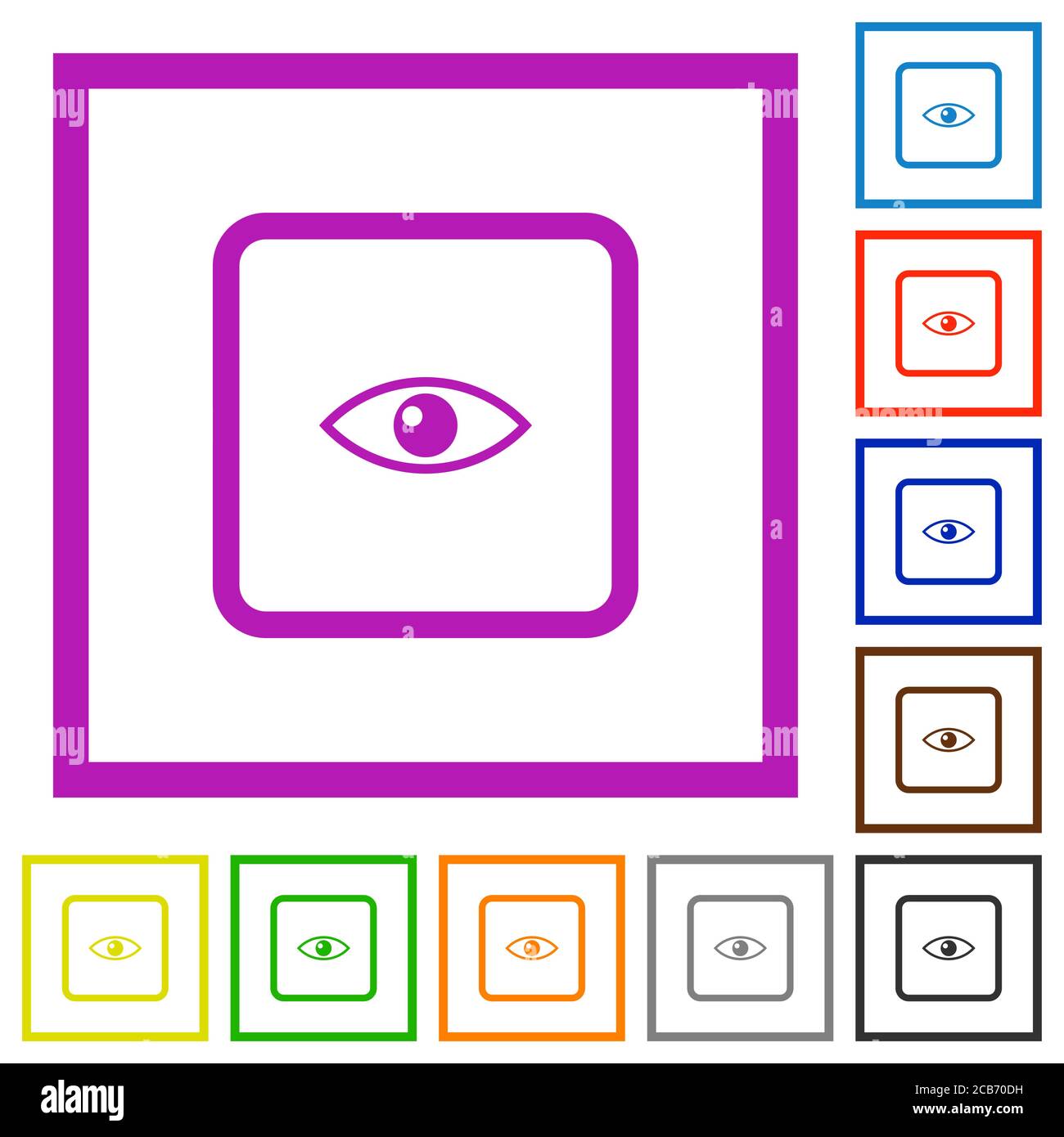 Preview object flat color icons in square frames on white background Stock Vector