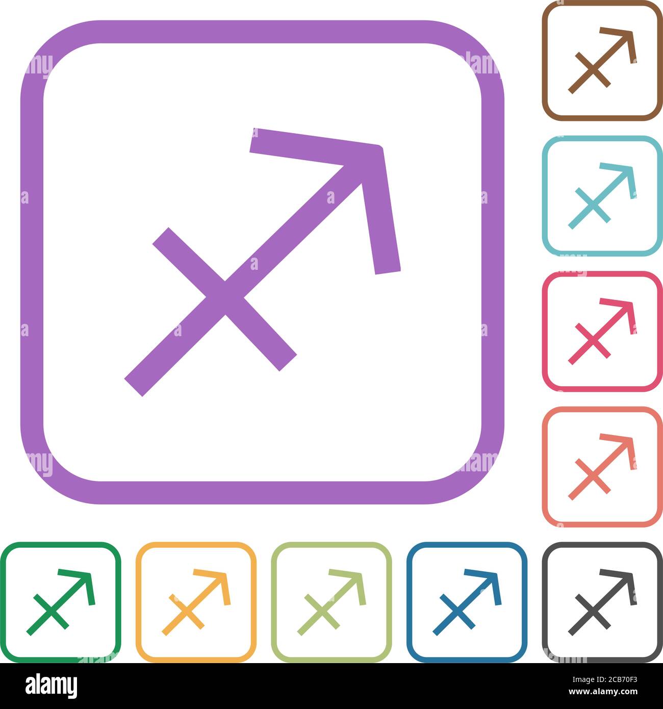 Sagittarius zodiac symbol simple icons in color rounded square frames ...