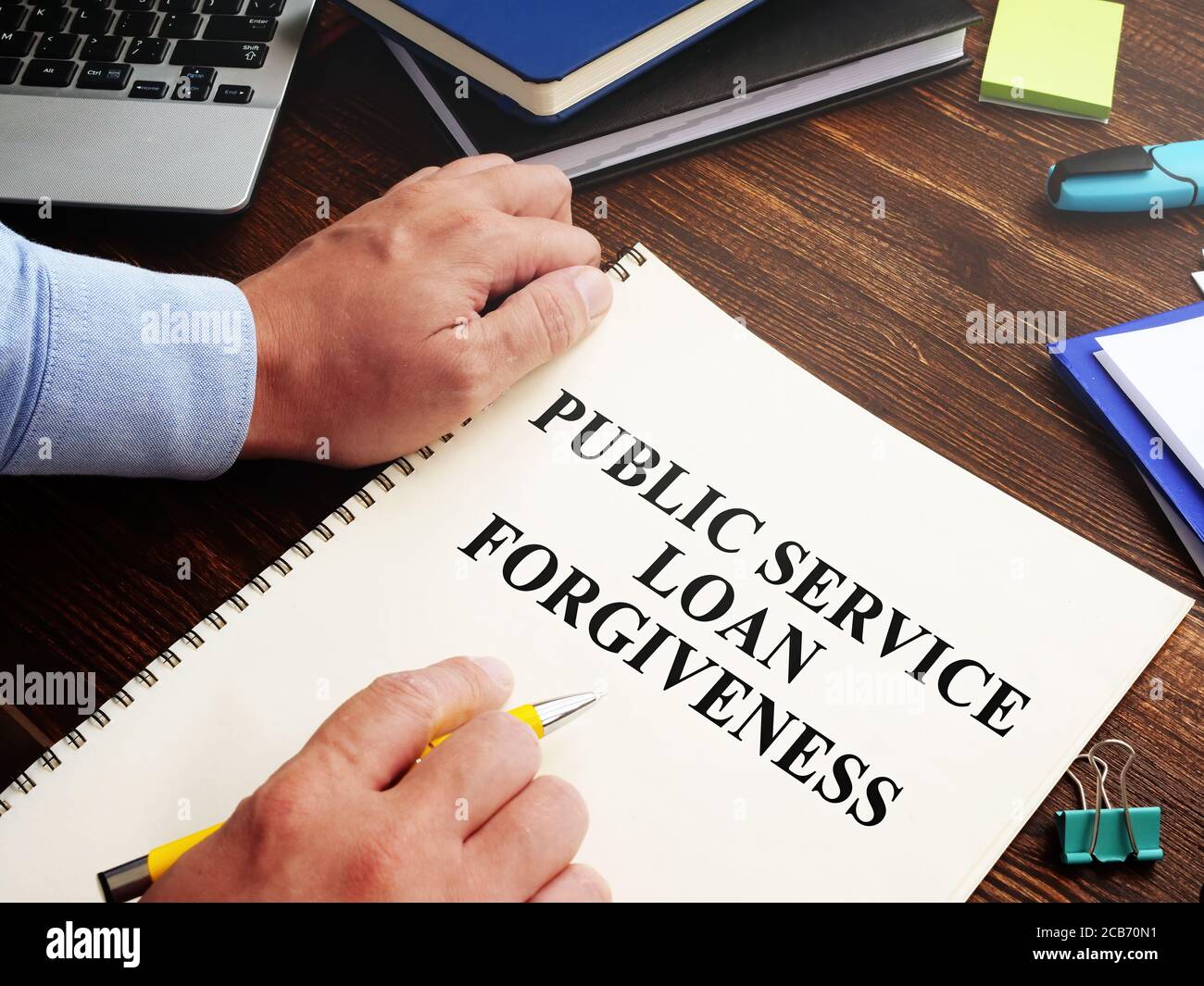 Public service loan forgiveness program PSLF. Stock Photo