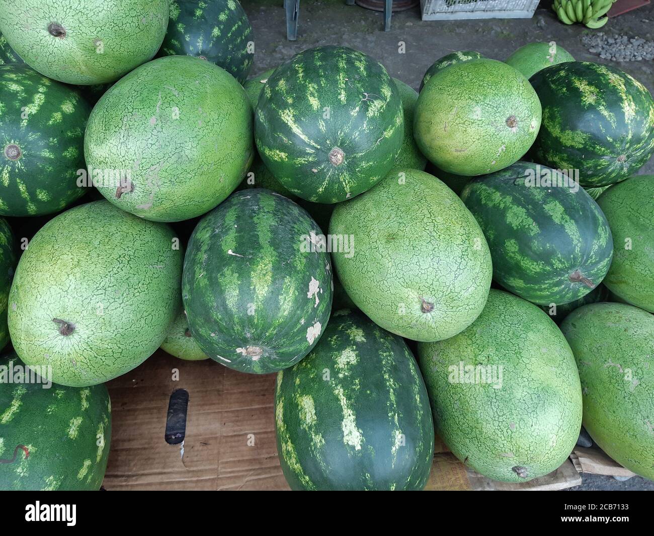 Big stack of watermelons at local Colombian market Stock Photo Alamy