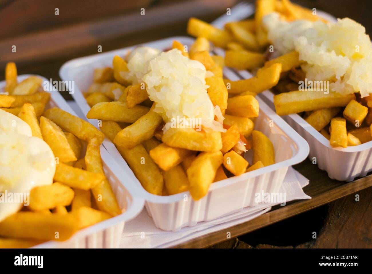 Chips and mayonnaise in a friterie in Malmedy, Belgium Stock Photo Alamy