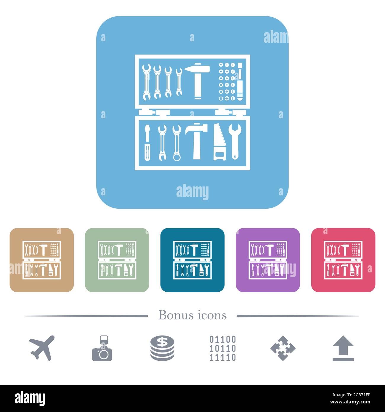 Open toolbox white flat icons on color rounded square backgrounds. 6 ...