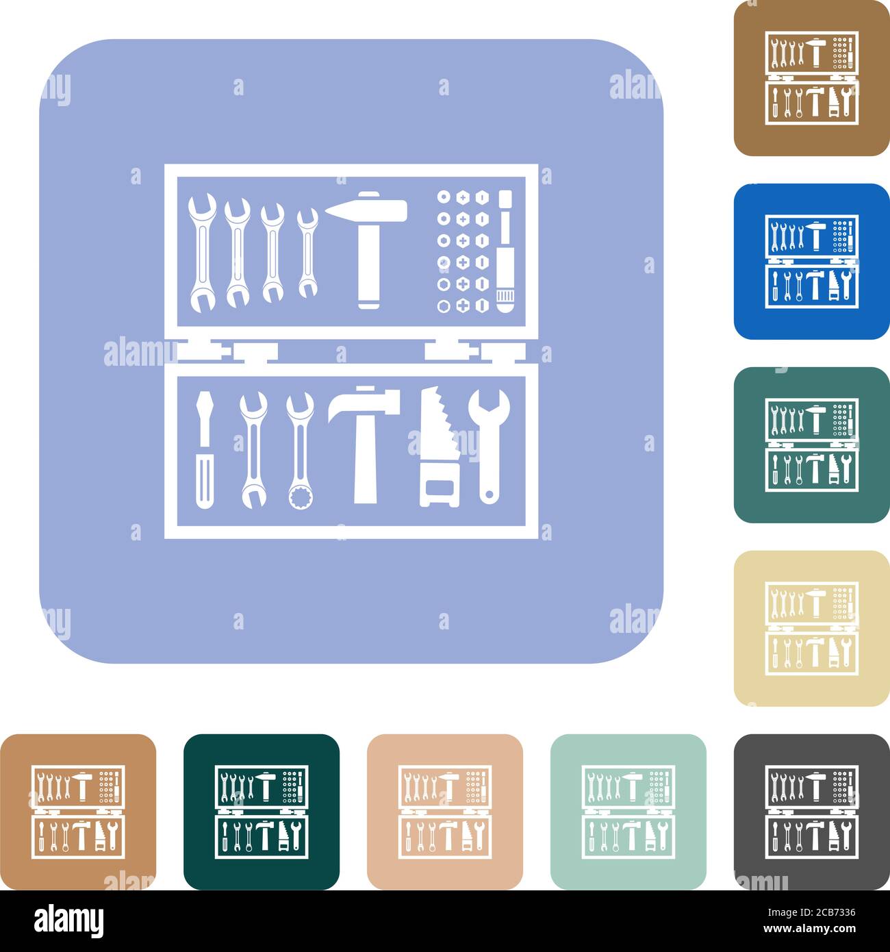 Open toolbox white flat icons on color rounded square backgrounds Stock ...