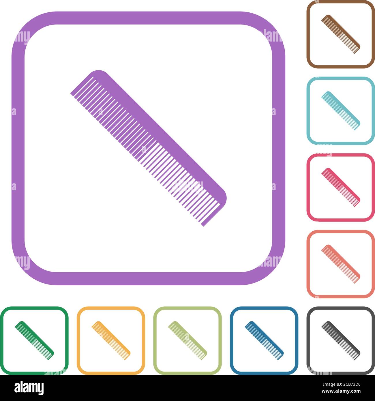 Simple comb simple icons in color rounded square frames on white ...