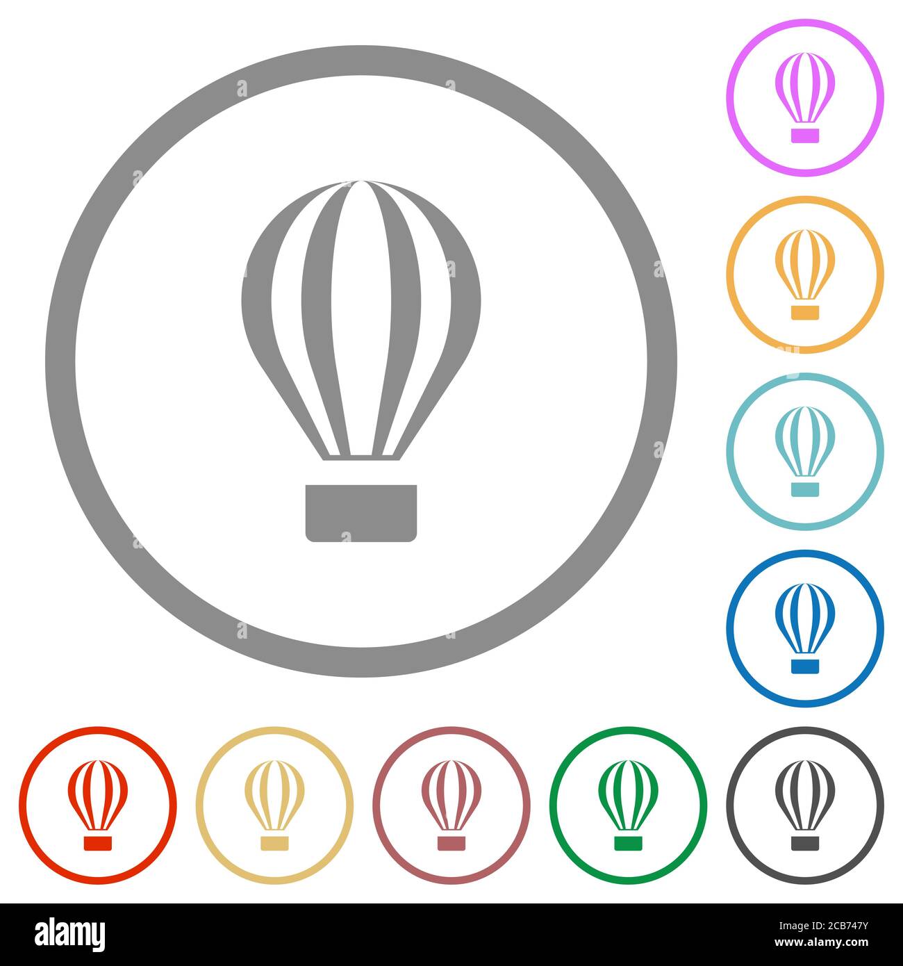 Air balloon flat color icons in round outlines on white background ...