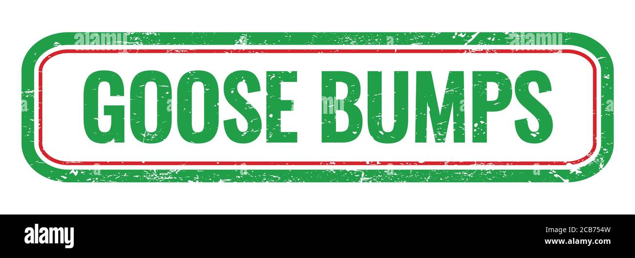 GOOSE BUMPS green grungy rectangle stamp sign. Stock Photo