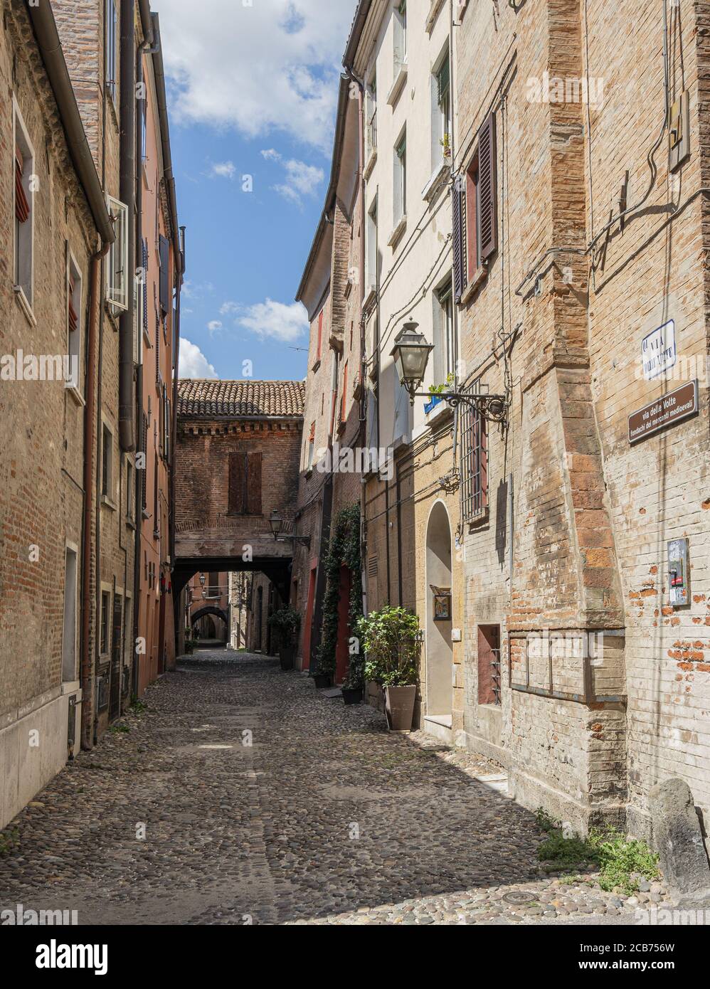 Ferrara, Italy. August 6, 2020.A view of the medieval Volte Street Stock Photo