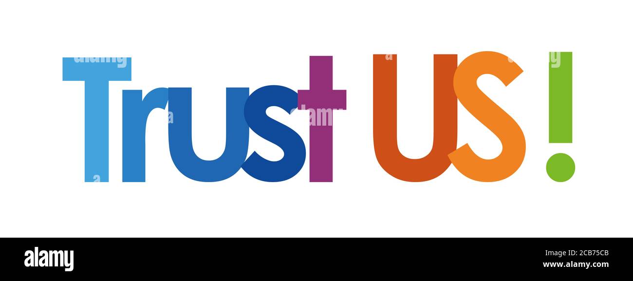 trust us text in white background Stock Photo - Alamy