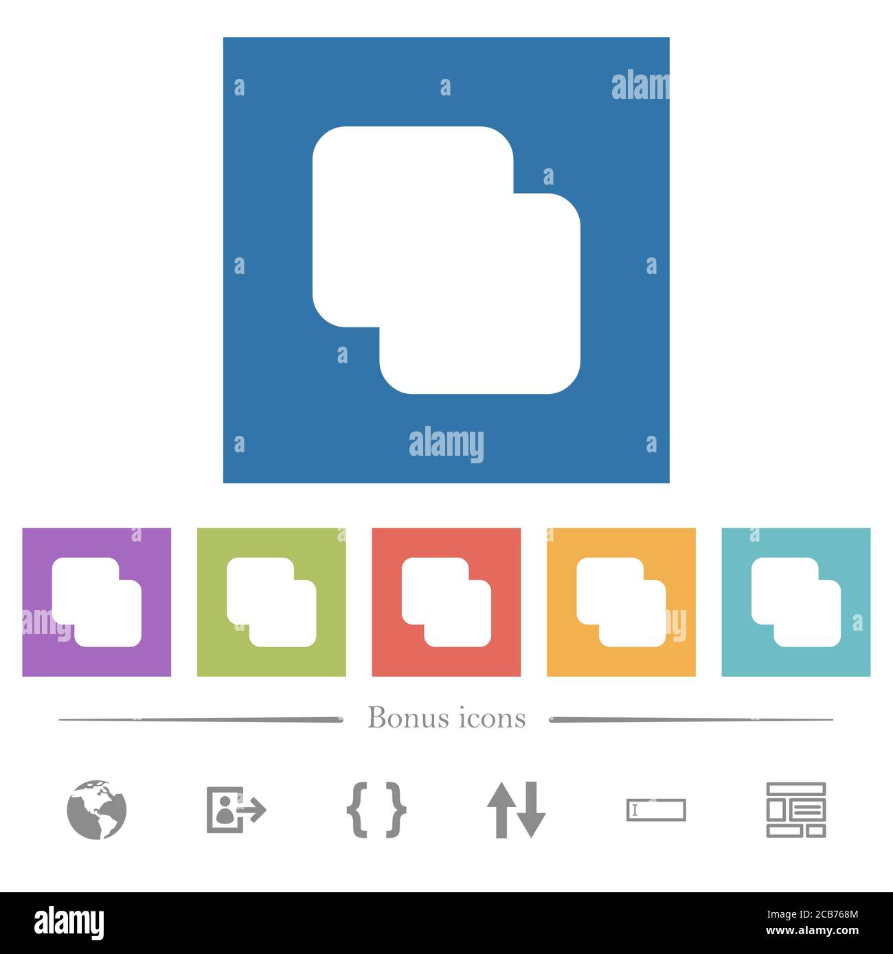 Add shapes flat white icons in square backgrounds. 6 bonus icons ...