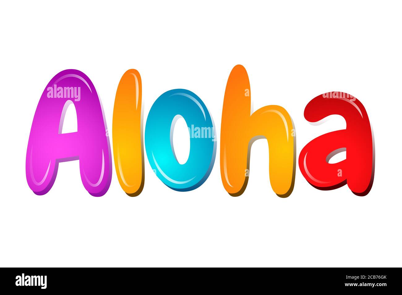 Aloha in cartoon colorful letters banner for kids Stock Photo