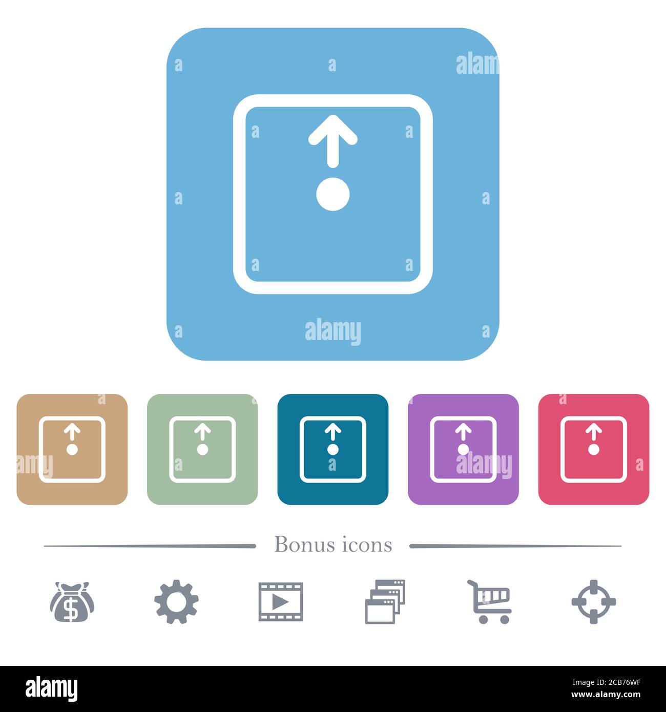 Move object up white flat icons on color rounded square backgrounds. 6 ...