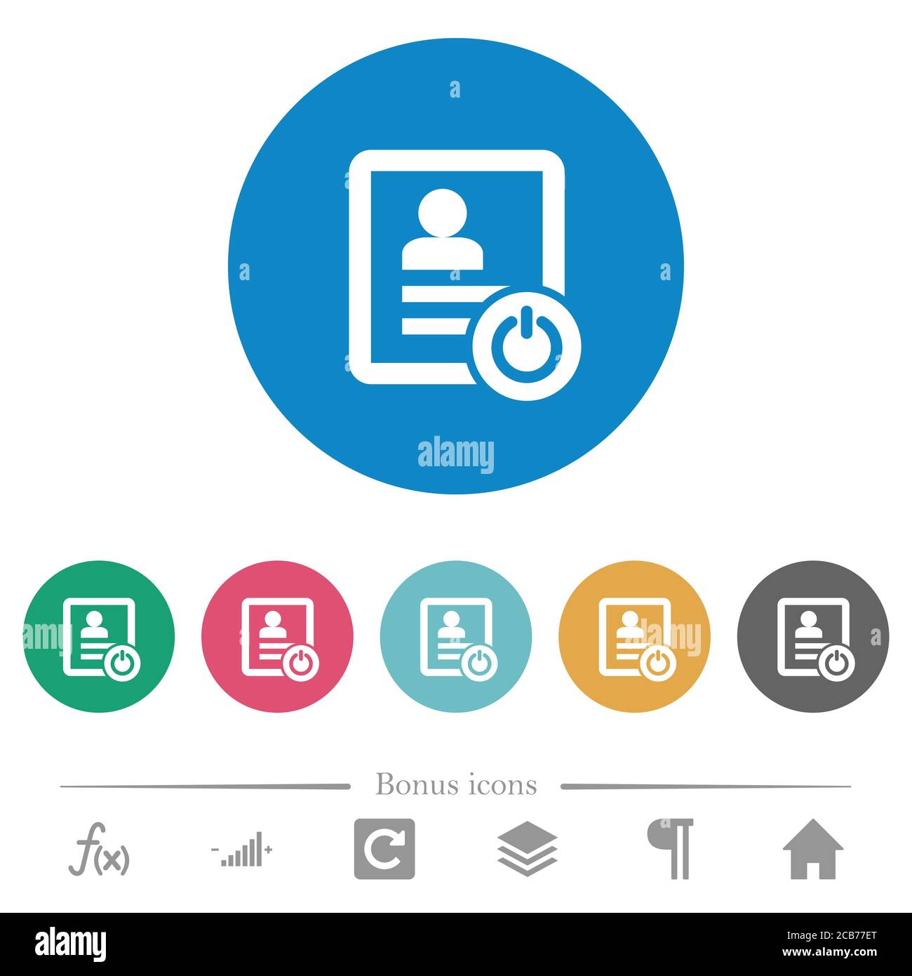 Exit from contact list flat white icons on round color backgrounds. 6 ...