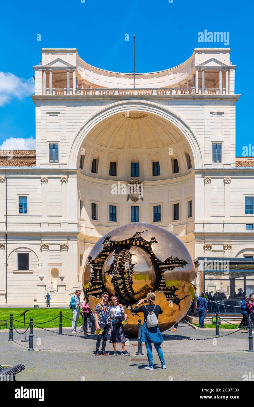 VATICAN CITY MAY 07, 2018 Sphere within Sphere bronze sculpture by