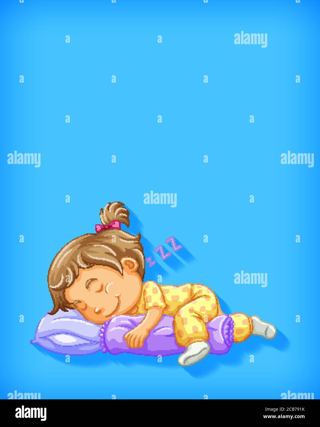 Cute girl sleeping cartoon character isolated illustration Stock Vector