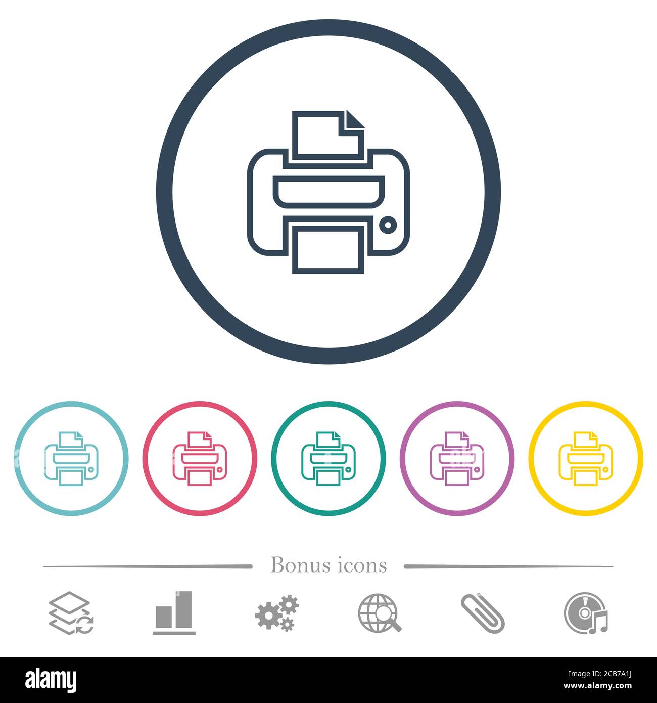 Print flat color icons in round outlines. 6 bonus icons included Stock ...