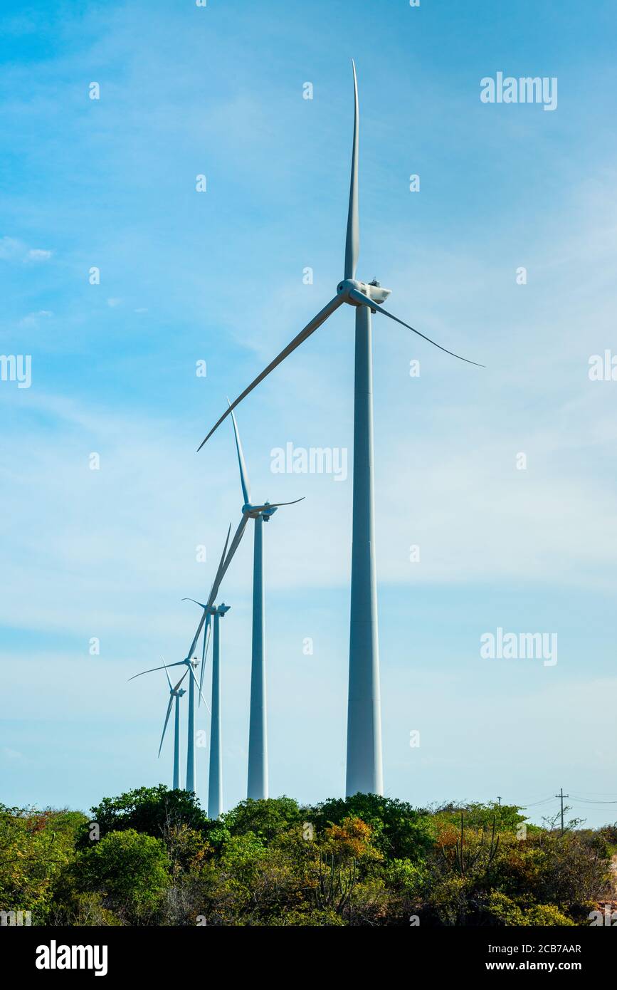 Wind power turbines in Aracati, near Fortaleza, Ceara, Brazil Stock Photo