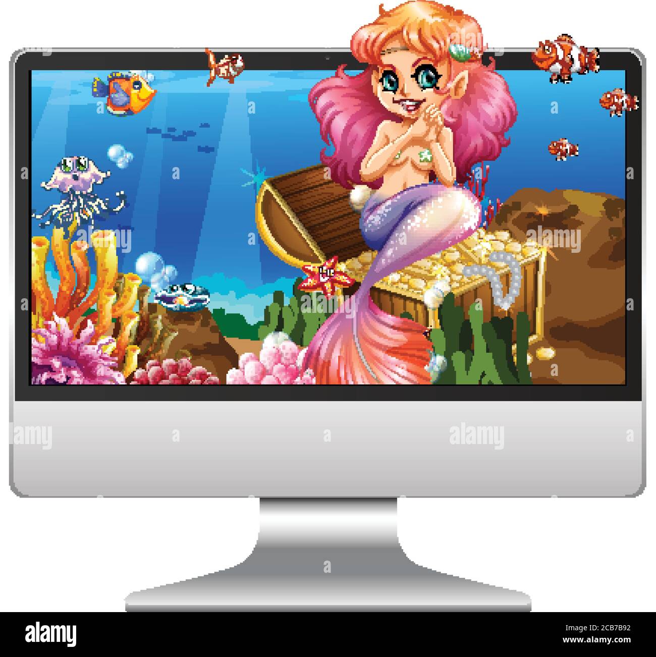 Mermaid on computer screen illustration Stock Vector Image & Art - Alamy