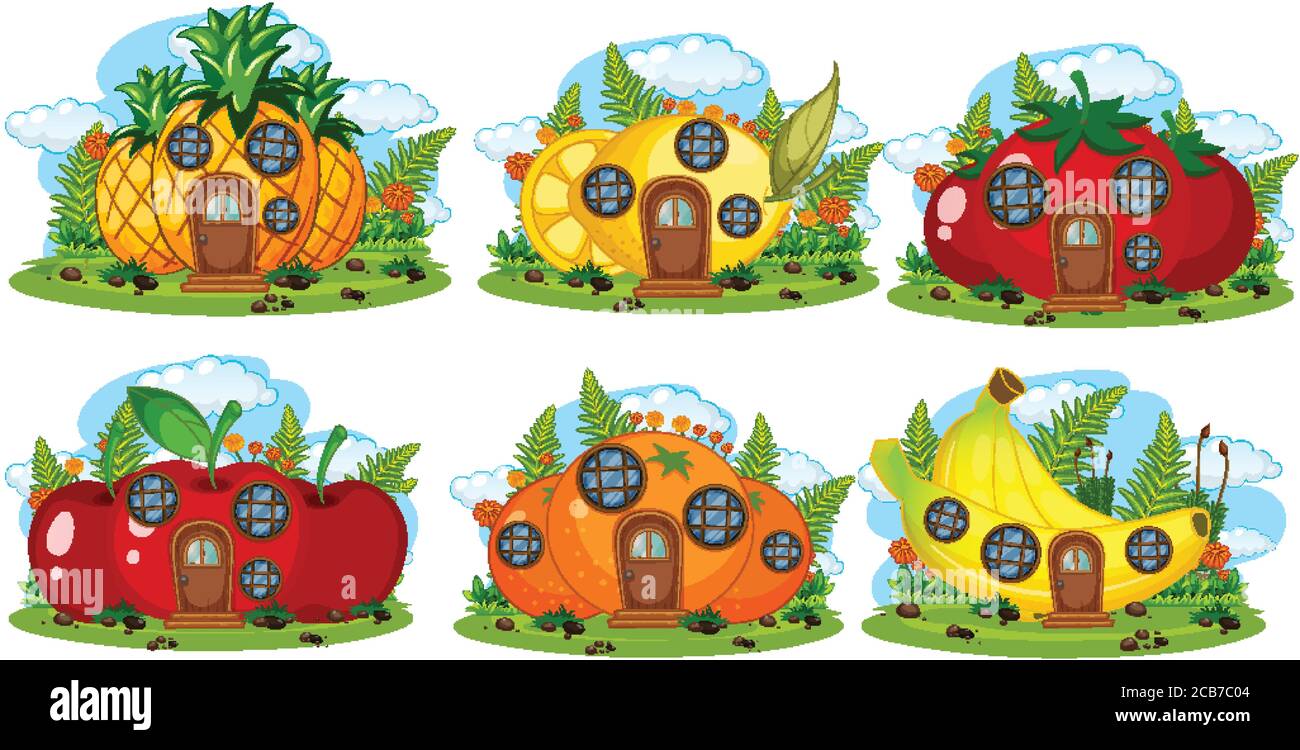 Set of fruit fairy house illustration Stock Vector Image & Art Alamy