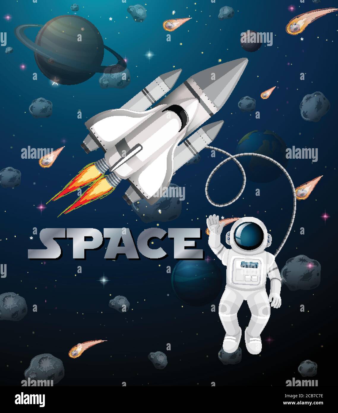Astronaut in space scene illustration Stock Vector Image & Art - Alamy