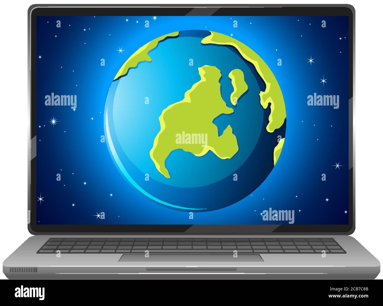 Earth graphic display on laptop screen illustration Stock Vector Image ...