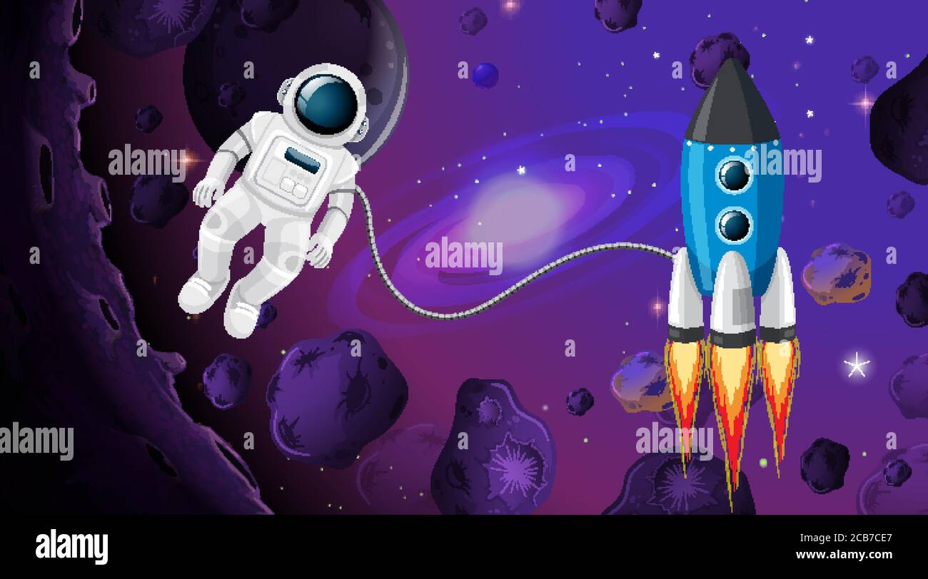 Astronaut in space scene illustration Stock Vector Image & Art - Alamy