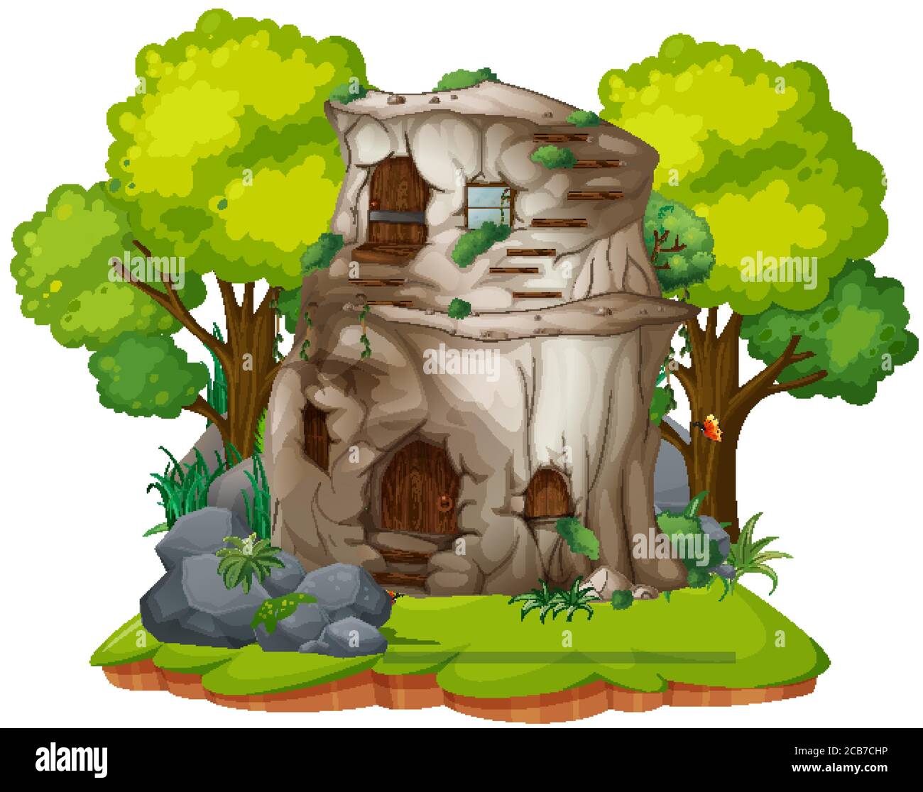 Isolated stone house on white background illustration Stock Vector ...