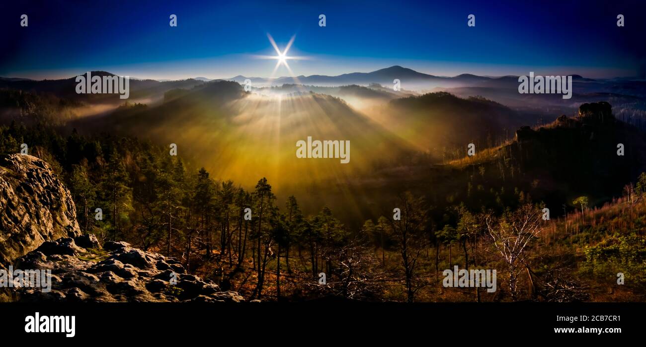 Sunset sunrise inversion view of Mariina Vyhlidka at Bohemian ...