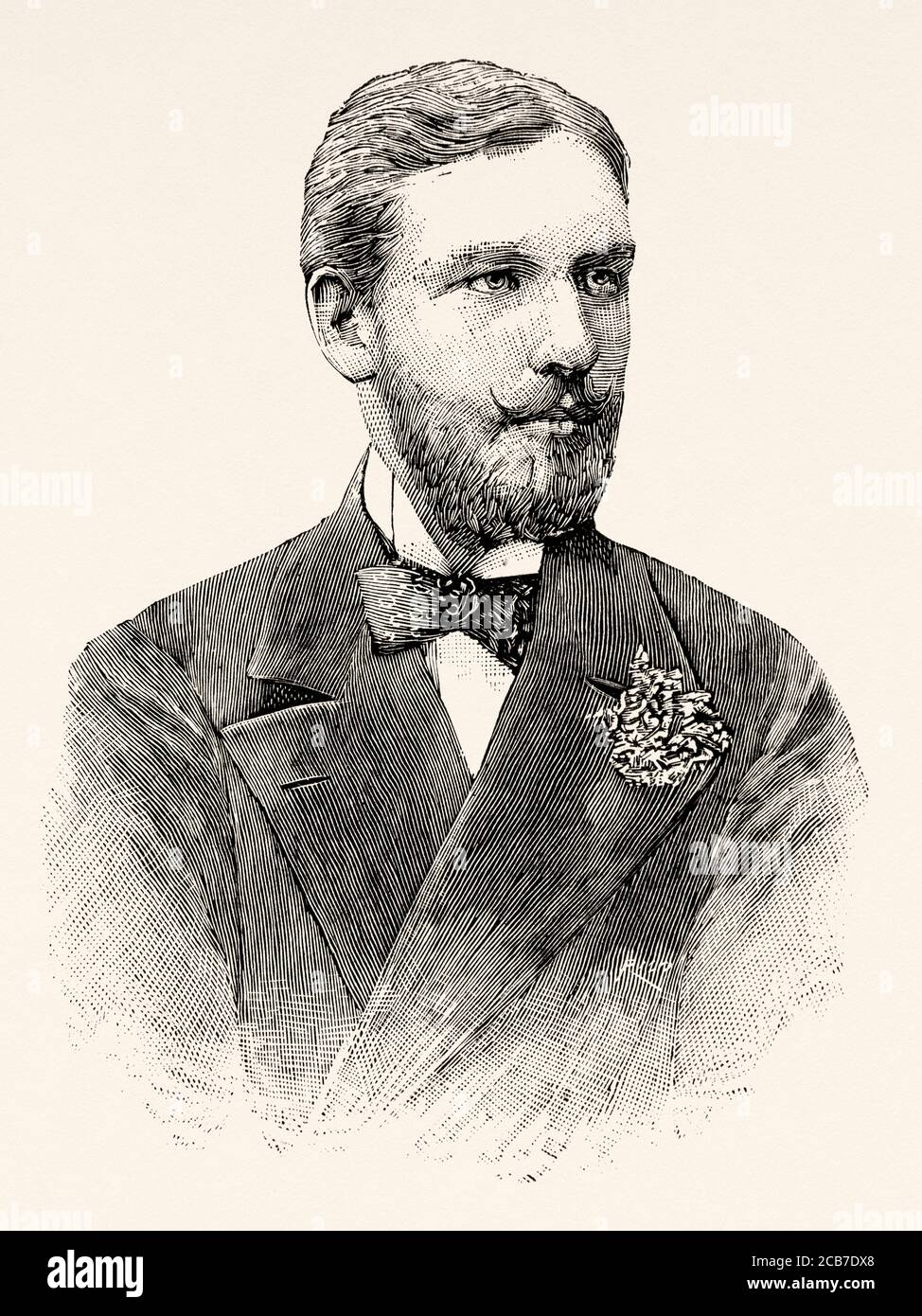 Portrait of Louis Philippe Robert of Orleans (Twickenham 1869 - Palermo 1926) Orléanist claimant to the throne of France. Old XIX century engraved illustration from La Ilustracion Española y Americana 1894 Stock Photo