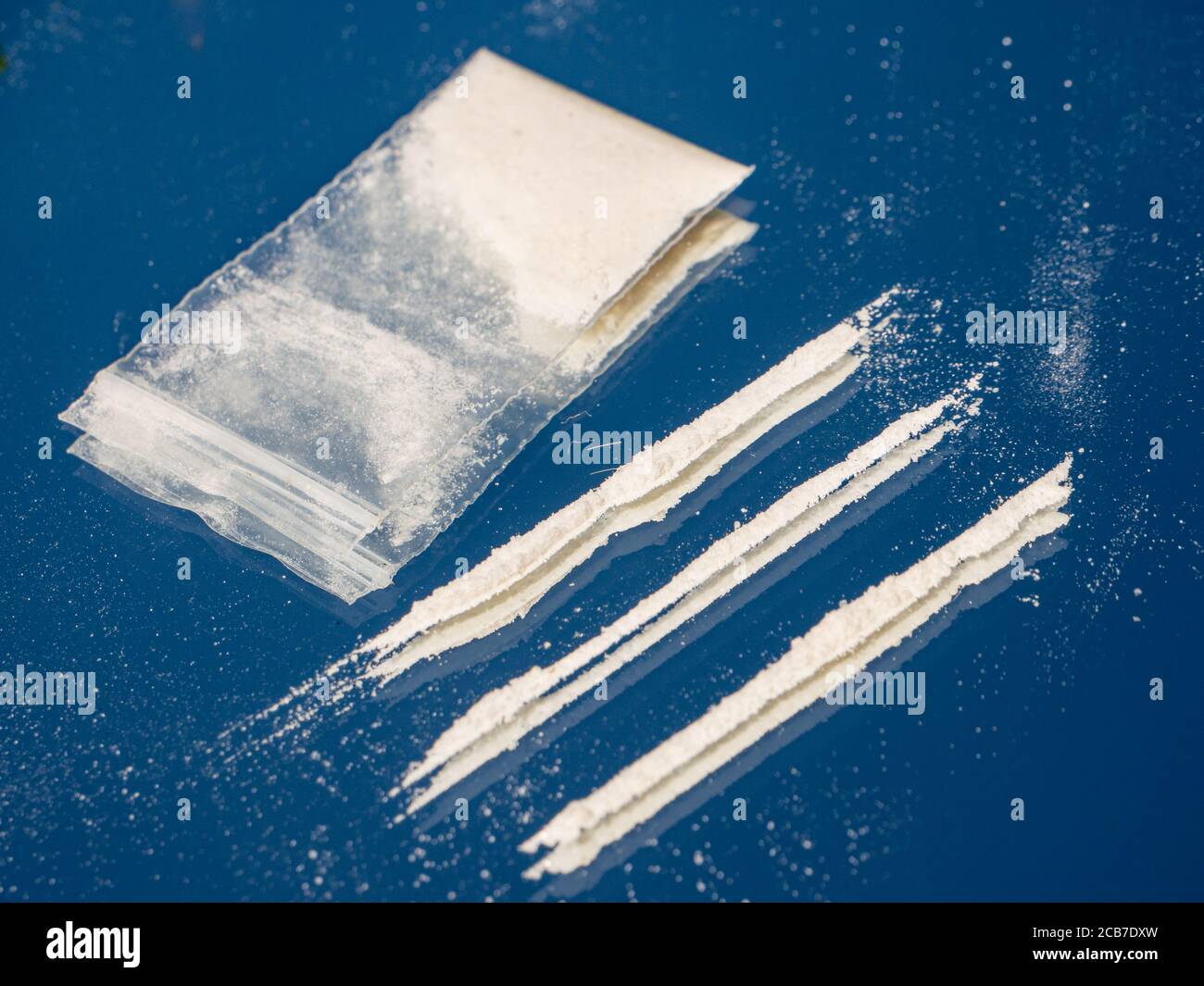 crystal meths line with bag Stock Photo