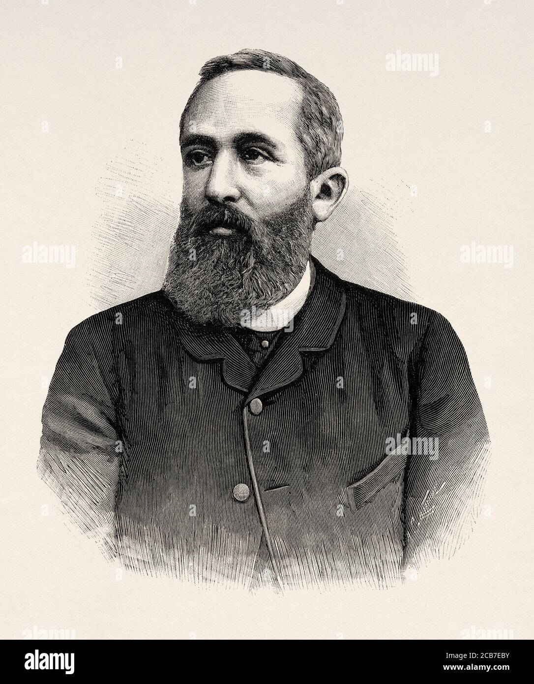 Portrait of Hermann Levi (Giessen 1839 - Munich 1900) was a German conductor, conductor of the Rotterdam, Karlsruhe and Munich operas. Germany. Old XIX century engraved illustration from La Ilustracion Española y Americana 1894 Stock Photo