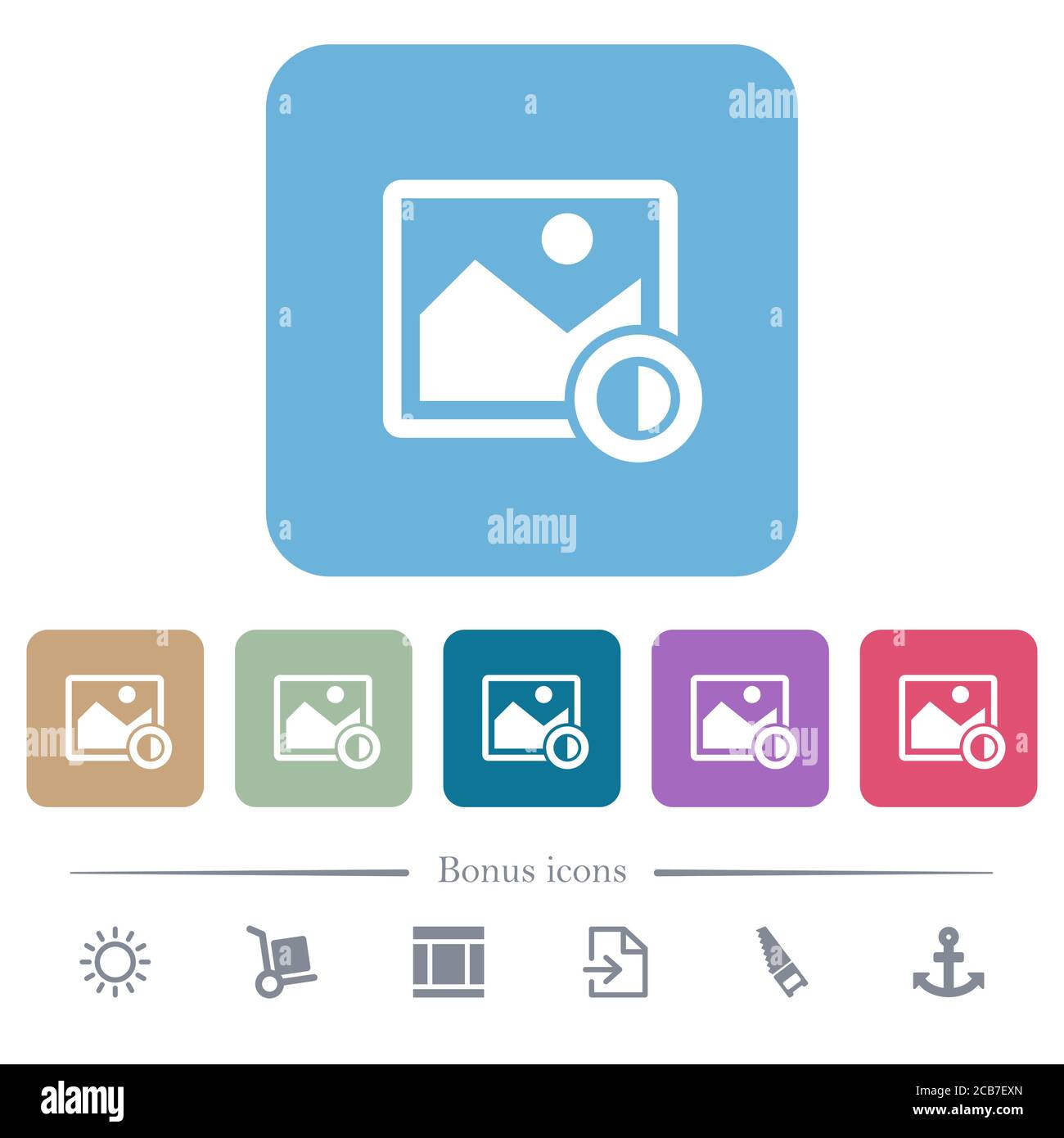 Adjust image contrast white flat icons on color rounded square ...