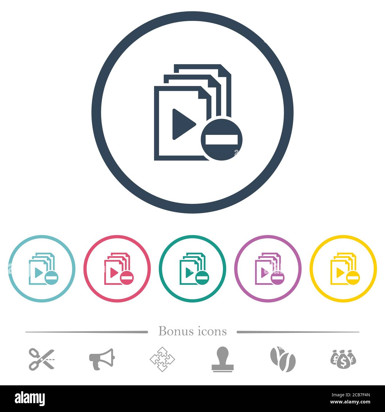Remove item from playlist flat color icons in round outlines. 6 bonus ...