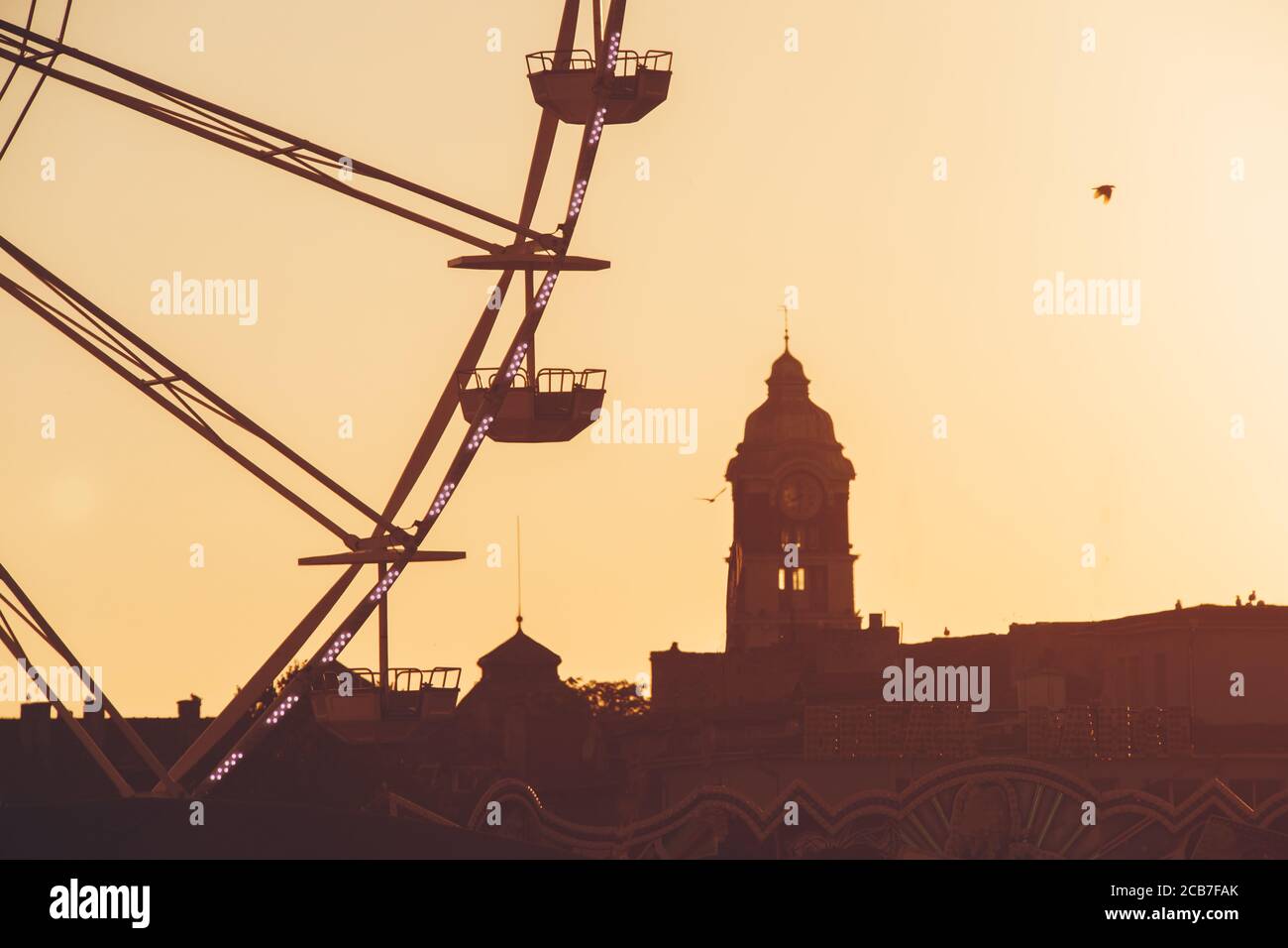 Ferris Wheel at sunset sky Stock Photo - Alamy