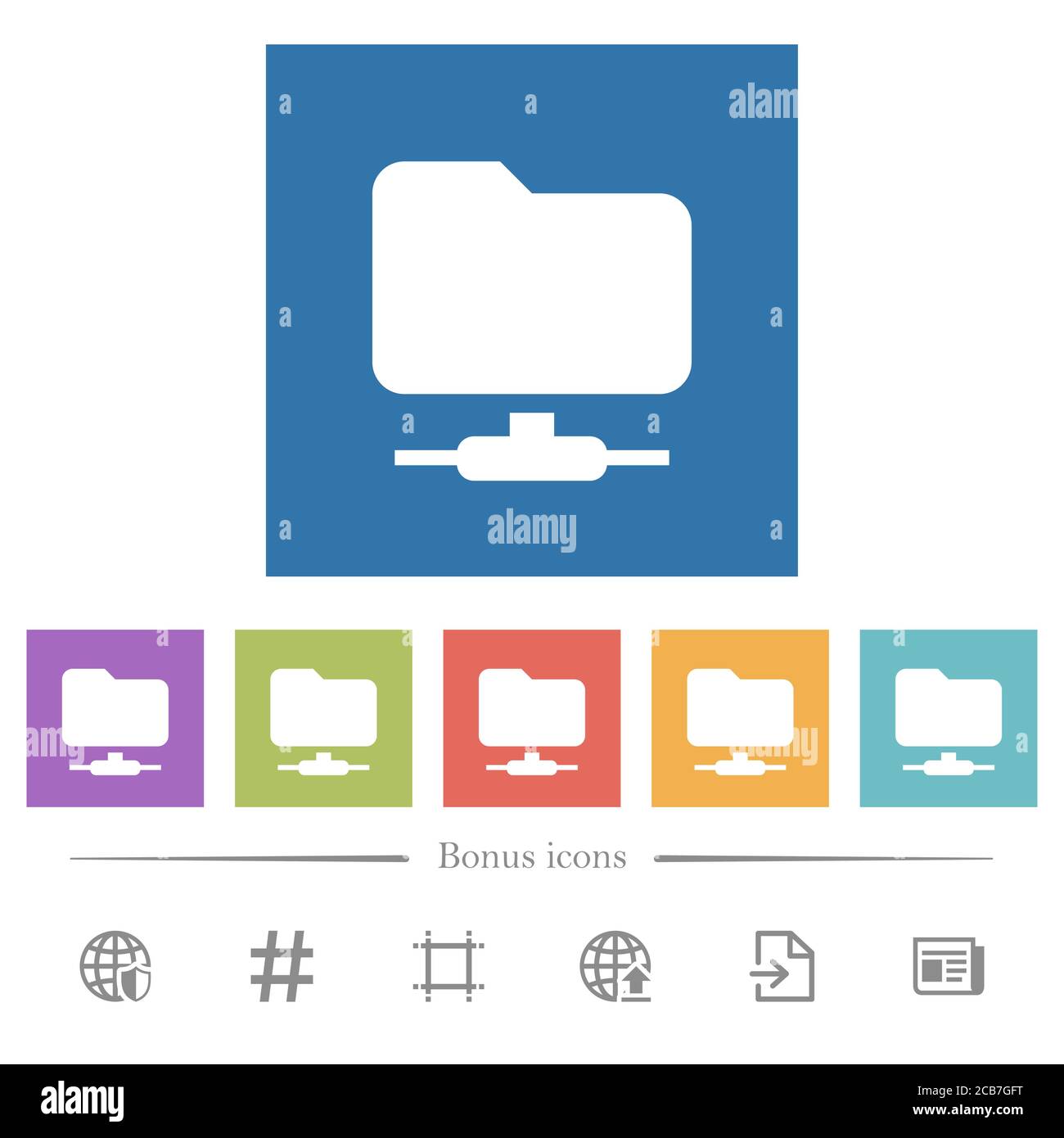 FTP flat white icons in square backgrounds. 6 bonus icons included ...